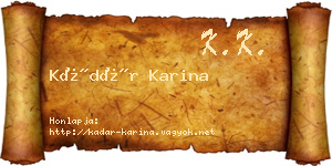 Kádár Karina névjegykártya